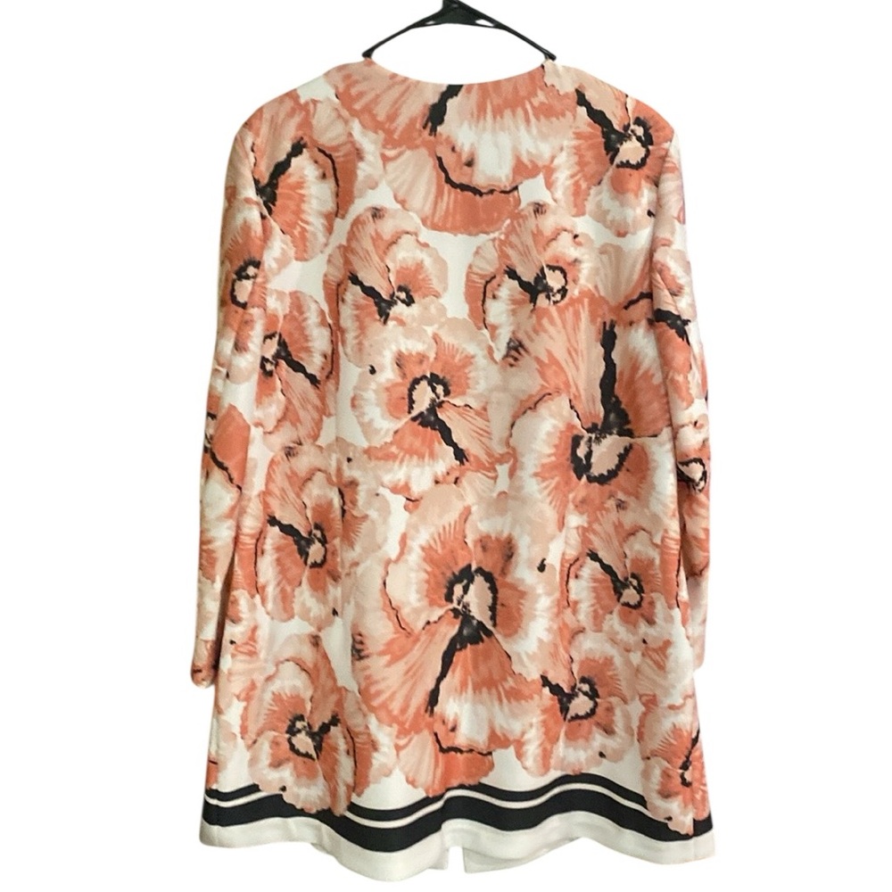 Alfani Womens XL Pink White Modern Pansy Print Pockets Long One Button Jacket - Picture 5 of 6